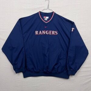 Vintage Nike‎ Team Texas Rangers Center Swoosh Navy Pullover Windbreaker Jacket